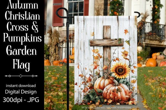 Autumn Cross Pumpkins Garden Flag FREE