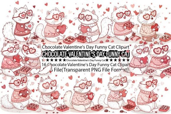 Chocolate Valentine's Day Funny Cat PNG