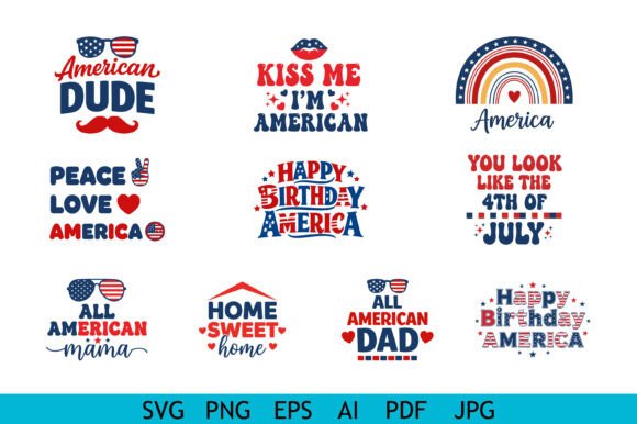 Patriotic America Quotes Design Bundle